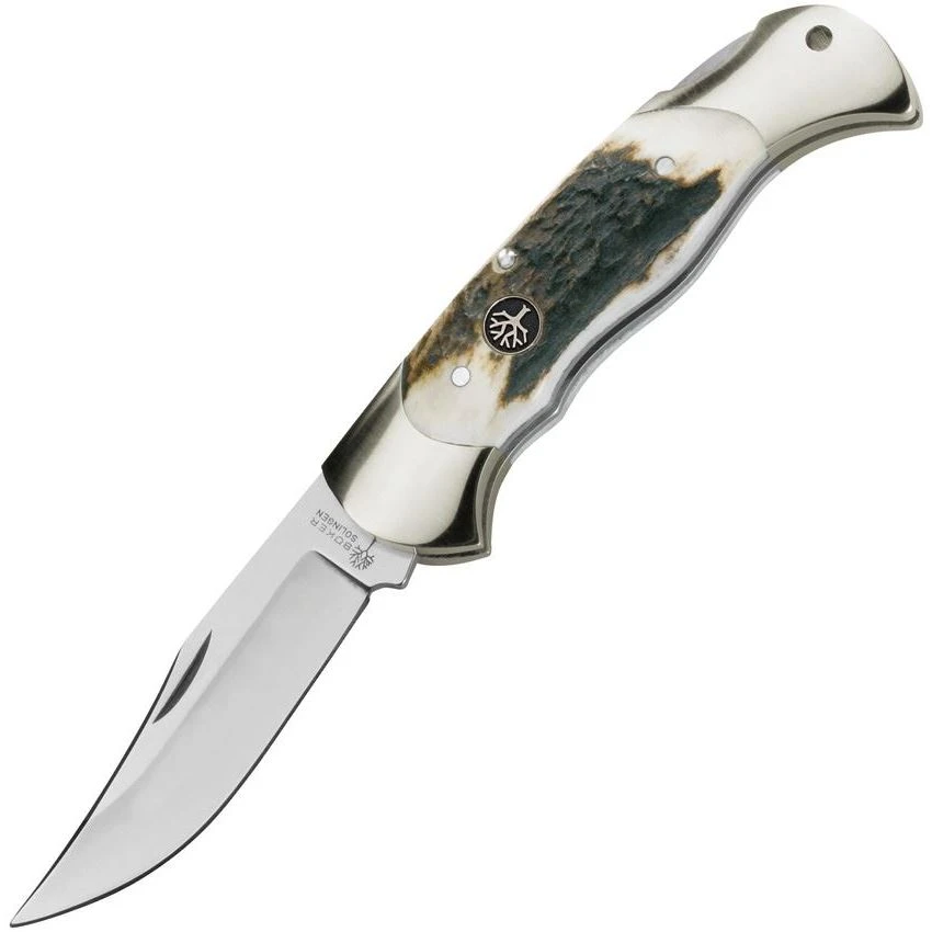 Boker 112004ST Stag Lockback Folding Pocket Clip Blade Knife with Geniune Stag Handle Boker 112004ST Stag Lockback Folding Pocket Clip Blade Knife With Geniune Stag Handle -Knives Shop 100395 100399