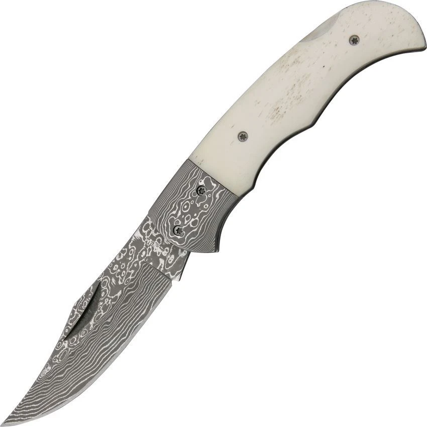 Magnum 01MB180DAM Damascus Blade Lockback Folding Pocket Knife with Smooth Ivory Bone Handle Magnum 01MB180DAM Damascus Blade Lockback Folding Pocket Knife With Smooth Ivory Bone Handle -Knives Shop 137942 137971