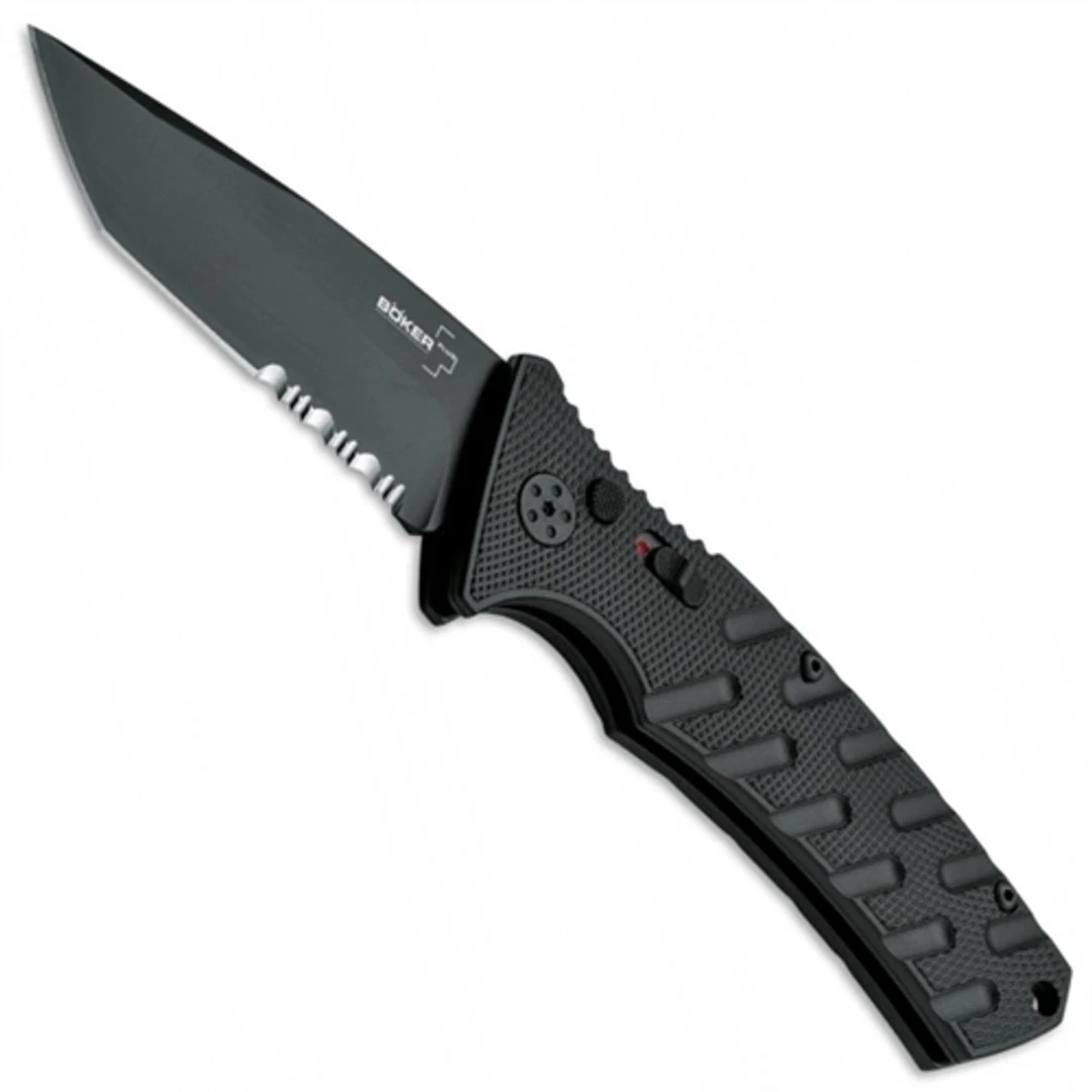 Boker Plus Strike Tanto Auto Knife, D2 Black Combo Blade Boker Plus Strike Tanto Auto Knife, D2 Black Combo Blade -Knives Shop BO01BO401N 2 49711.1637684643