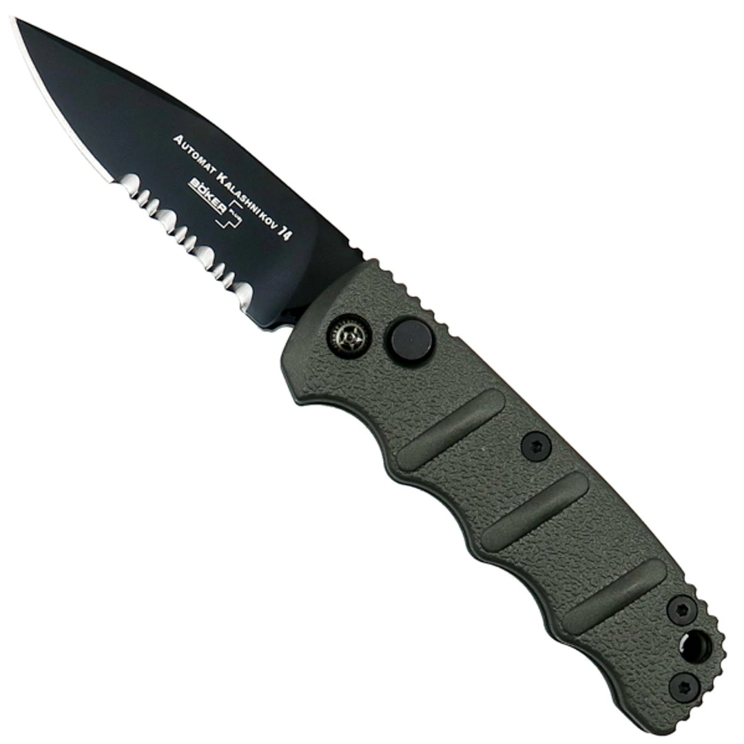 Boker Grey Mini Kalashnikov Auto Knife, D2 Black Combo Blade Boker Grey Mini Kalashnikov Auto Knife, D2 Black Combo Blade -Knives Shop BOKKALS73Bnew 2 76940.1637166087
