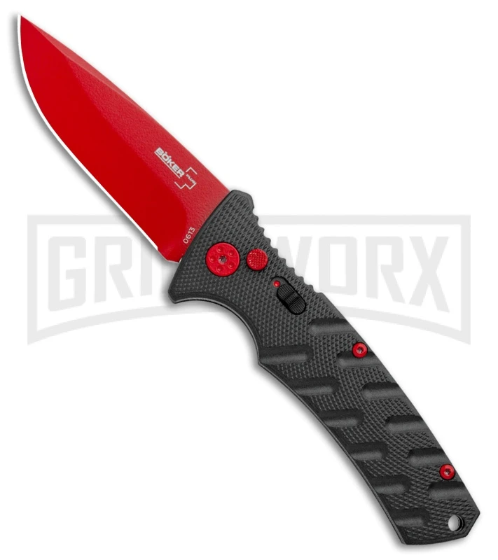 Boker Plus Black Widow Strike Automatic Knife - Drop Point Red Boker Plus Black Widow Strike Automatic Knife - Drop Point Red -Knives Shop Boker Black Widow Strike Drop DP Black Red 01BO434NSOI BHQ 97030 jr large