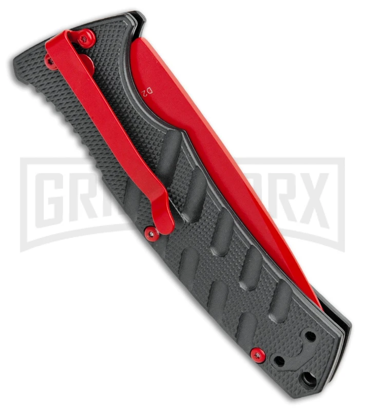 Boker Plus Black Widow Strike Automatic Knife - Drop Point Red Boker Plus Black Widow Strike Automatic Knife - Drop Point Red -Knives Shop Boker Black Widow Strike Drop DP Black Red 01BO434NSOI BHQ 97030 jr side large