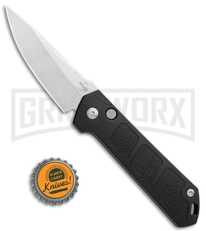 Boker Kihon Black Automatic Knife - Stonewash Plain Boker Kihon Black Automatic Knife - Stonewash Plain -Knives Shop Boker Burnley Kihon DP Auto SW BHQ 101389 jr bottlecap large