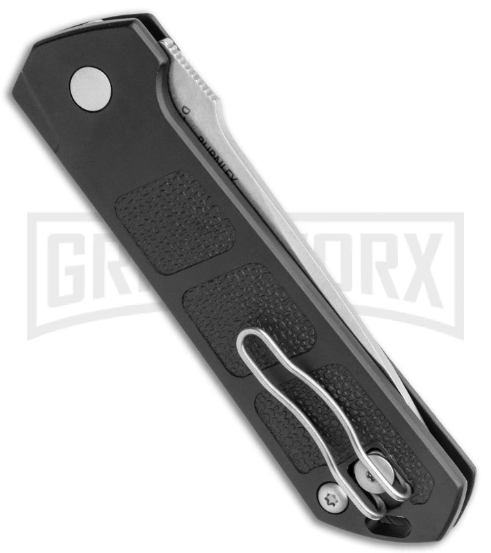 Boker Kihon Black Automatic Knife - Stonewash Plain Boker Kihon Black Automatic Knife - Stonewash Plain -Knives Shop Boker Burnley Kihon DP Auto SW BHQ 101389 jr side large