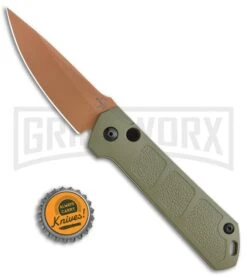 Boker Kihon OD Green Automatic Knife - Copper Plain -Knives Shop Boker Burnley Kihon Desert Warrior DP Auto Copper D2 01BO955NSOI BHQ 101391 jr bottlecap large