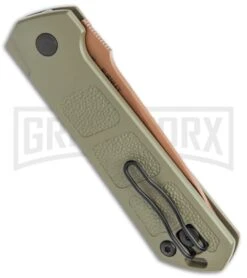 Boker Kihon OD Green Automatic Knife - Copper Plain -Knives Shop Boker Burnley Kihon Desert Warrior DP Auto Copper D2 01BO955NSOI BHQ 101391 jr side large