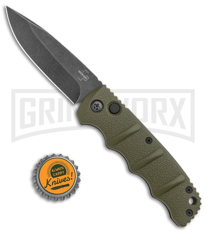 Boker Kalashnikov OD Green Automatic Knife - Drop Point Smokewash Plain Boker Kalashnikov OD Green Automatic Knife - Drop Point Smokewash Plain -Knives Shop Boker Kalashnikov Auto OD Green D2 Smokewash BHQ 144761 jr bottlecap large