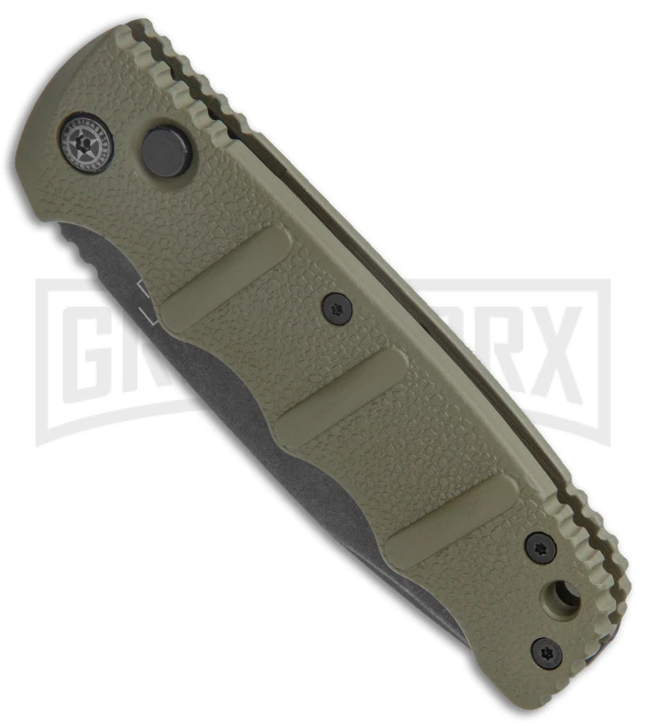 Boker Kalashnikov OD Green Automatic Knife - Drop Point Smokewash Plain Boker Kalashnikov OD Green Automatic Knife - Drop Point Smokewash Plain -Knives Shop Boker Kalashnikov Auto OD Green D2 Smokewash BHQ 144761 jr spine large