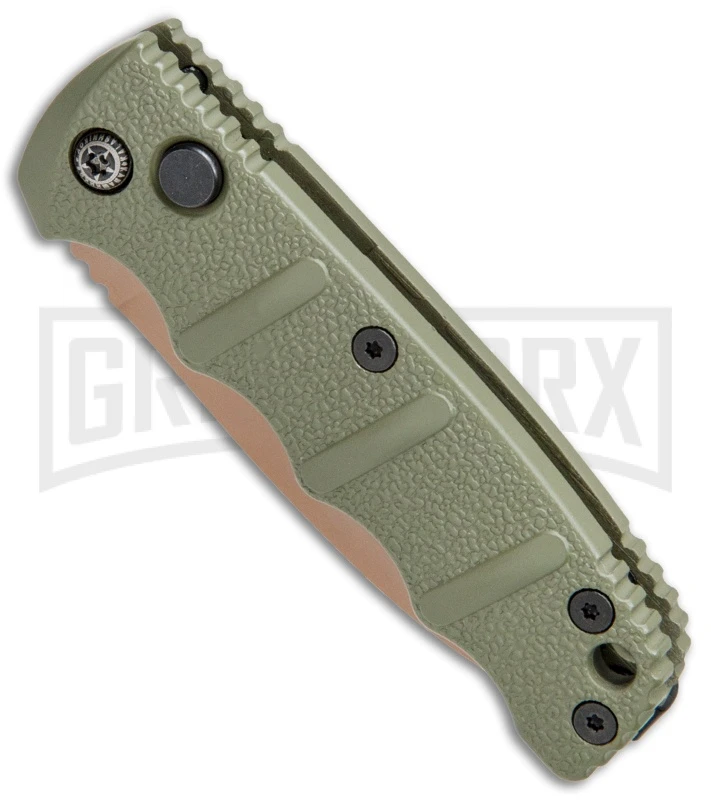 Boker Desert Warrior Mini Kalashnikov OD Green Automatic Knife - Copper Plain Boker Desert Warrior Mini Kalashnikov OD Green Automatic Knife - Copper Plain -Knives Shop Boker Kalashnikov Automat 74 AUSB OD Green jr spine 1 large