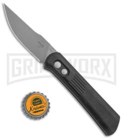 Boker Lundquist Alluvial Black Aluminum Automatic Knife - Bead Blast Plain -Knives Shop Boker Lundquist Alluvial Auto Black Aluminum BB BHQ 125067 jr bottlecap large