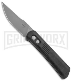 Boker Lundquist Alluvial Black Aluminum Automatic Knife - Bead Blast Plain