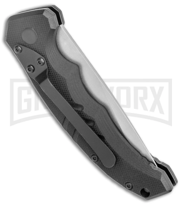 Boker Plus Intention II Automatic Folding Knife Black - Stonewash Drop Point Boker Plus Intention II Automatic Folding Knife Black - Stonewash Drop Point -Knives Shop Boker Plus Intention Black Auto SW 01B0482 BHQ 115756 jr side large