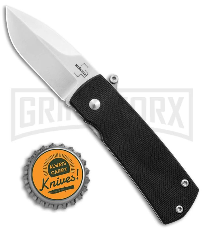 Boker Plus Shamsher Black Automatic Liner Lock Knife - Satin Plain Boker Plus Shamsher Black Automatic Liner Lock Knife - Satin Plain -Knives Shop Boker Plus Shamsher Auto LL Black G 10 Satin BHQ 139170 jr bottlecap large
