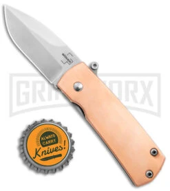 Boker Plus Shamsher Copper Automatic Liner Lock Knife - Satin Plain -Knives Shop Boker Plus Shamsher Auto LL Copper Satin BHQ 139171 jr bottlecap large