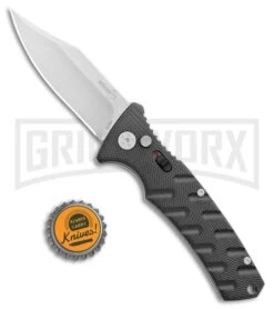 Boker Plus Strike Automatic Knife - Bowie Stonewash Plain -Knives Shop Boker Plus Strike Bowie Auto Black SW 01BO429NSOI BHQ 97034 jr bottlecap large