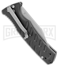 Boker Plus Strike Automatic Knife - Bowie Stonewash Plain -Knives Shop Boker Plus Strike Bowie Auto Black SW 01BO429NSOI BHQ 97034 jr side large