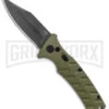 Boker Plus Strike OD Green Automatic Knife - Bowie Black Stonewash Plain -Knives Shop Boker Plus Strike Bowie Auto OD Green Black Wash BHQ 125301 jr large