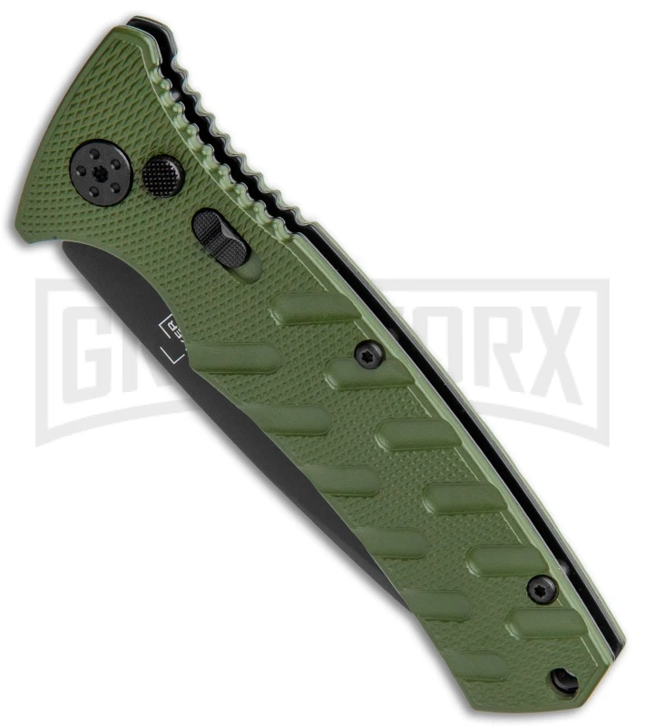 Boker Plus Strike OD Green Automatic Knife - Drop Point Black Plain Boker Plus Strike OD Green Automatic Knife - Drop Point Black Plain -Knives Shop Boker Plus Strike DP Auto OD Green Black BHQ 97033 jr spine large