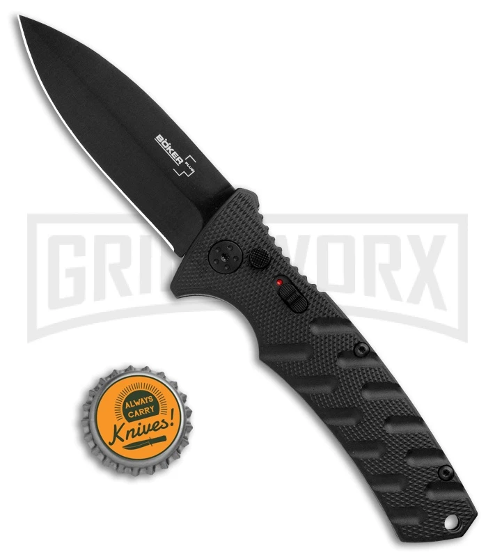 Boker Plus Strike Automatic Knife - Dagger Black Plain Boker Plus Strike Automatic Knife - Dagger Black Plain -Knives Shop Boker Plus Strike Dagger Auto Black Black 01BO428NSOI BHQ 97035 jr bottlecap large