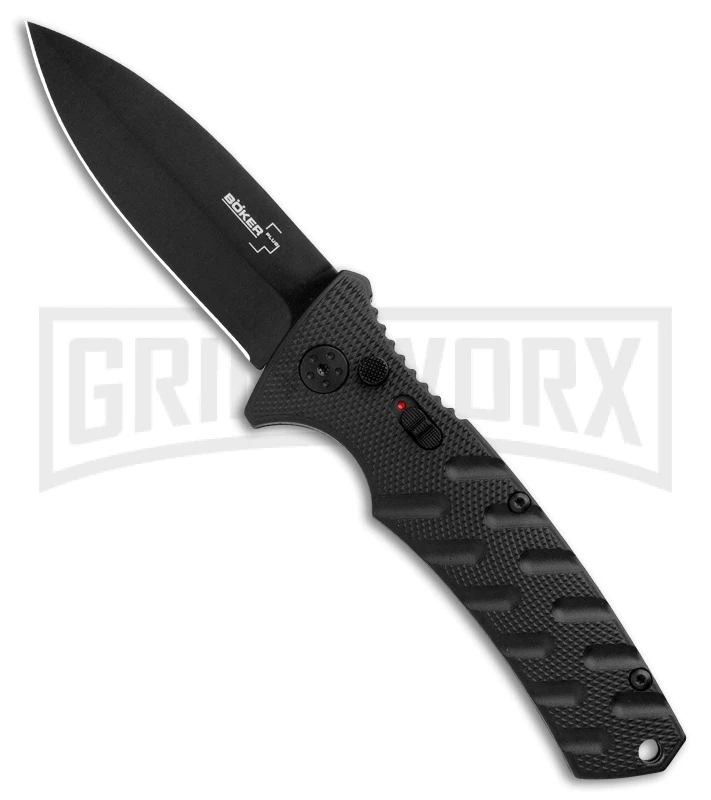 Boker Plus Strike Automatic Knife - Dagger Black Plain Boker Plus Strike Automatic Knife - Dagger Black Plain -Knives Shop Boker Plus Strike Dagger Auto Black Black 01BO428NSOI BHQ 97035 jr large
