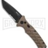 Boker Plus Strike Coyote Brown Automatic Knife - Tanto Black SW Serr -Knives Shop Boker Plus Strike Tanto Coyote Brown black sw serr BHQ 67885 er large
