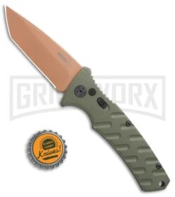 Boker Plus Strike Desert Warrior OD Green Automatic Knife - Tanto Copper Plain -Knives Shop Boker Plus Strike Tanto Desert Warrior OD Green copper BHQ 68520 jr bottlecap large