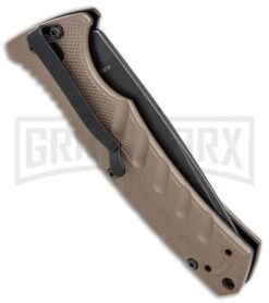 Boker Plus Strike Coyote Brown Automatic Knife - D2 Drop Point Black SW -Knives Shop Boker Plus Strike drop point coyote brown black sw BHQ 67882 er side jr large