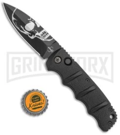 Boker Kalashnikov Skull Black Automatic Knife - Dagger Black Plain -Knives Shop Boker Skull Kalashnikov Dagger Auto Black D2 BHQ 48870 jr bottlecap large