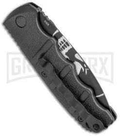 Boker Kalashnikov Skull Black Automatic Knife - Dagger Black Plain -Knives Shop Boker Skull Kalashnikov Dagger Auto Black D2 BHQ 48870 jr side large