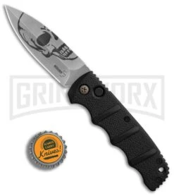 Boker Kalashnikov Skull Black Automatic Knife - D2 Dagger Stonewash Plain -Knives Shop Boker Skull Kalashnikov Dagger SW BHQ 75532 er bottlecap large