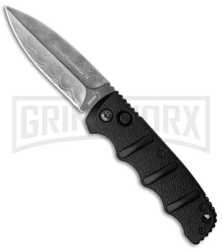 Boker Automatic Kalashnikov Black Automatic Knife Ltd Edition - Dagger Damascus Boker Automatic Kalashnikov Black Automatic Knife Ltd Edition - Dagger Damascus -Knives Shop boker kalasnikov a1kals75dam cm bhq 21477 jr large